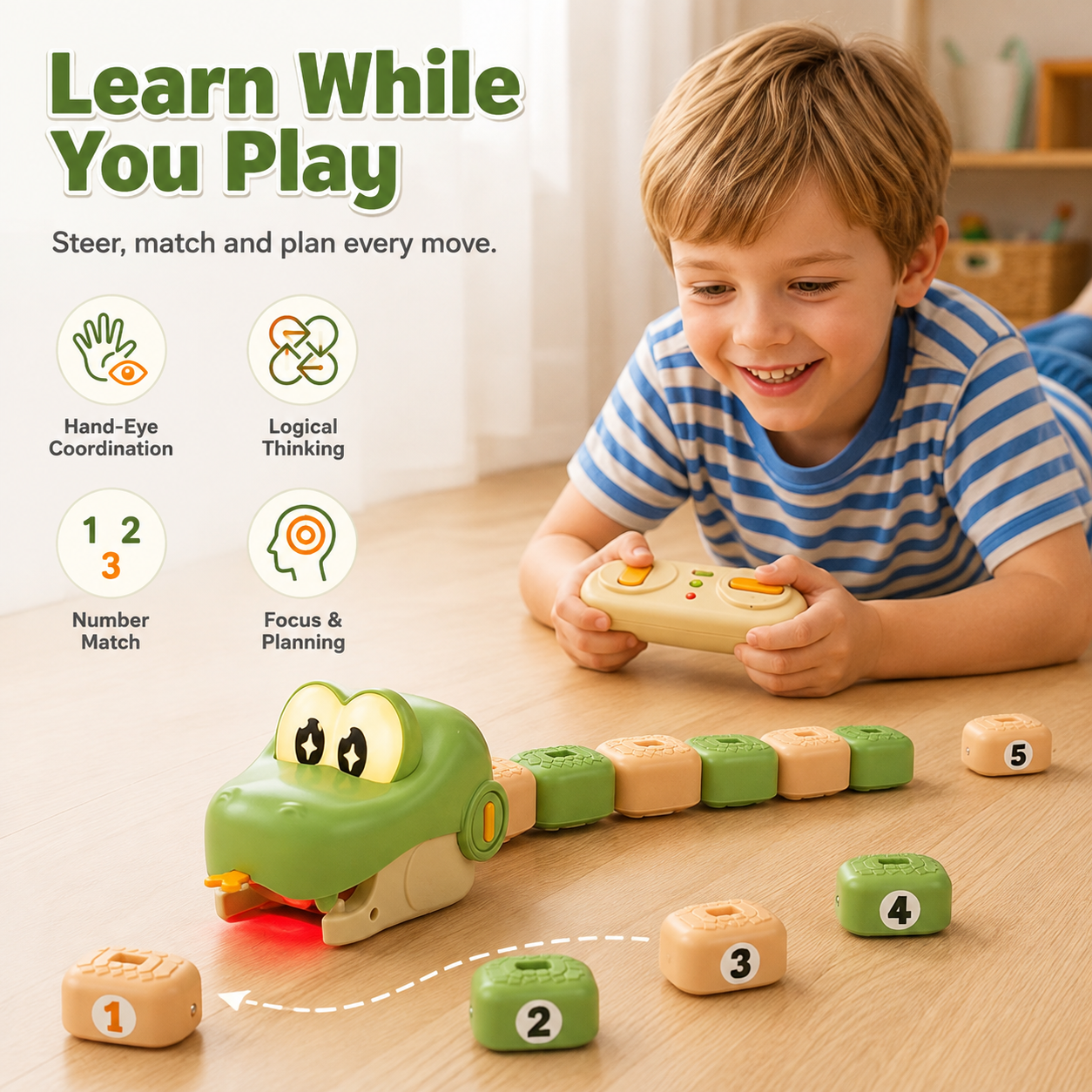 🐊 RC Crocodile Magnetic Block Collecting Car Toy Set 🎮