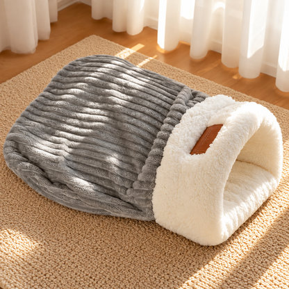 🐾 Cozy Cave Dog Bed – Plush Sherpa Hideaway with Soft Cushion & Non-Slip Bottom