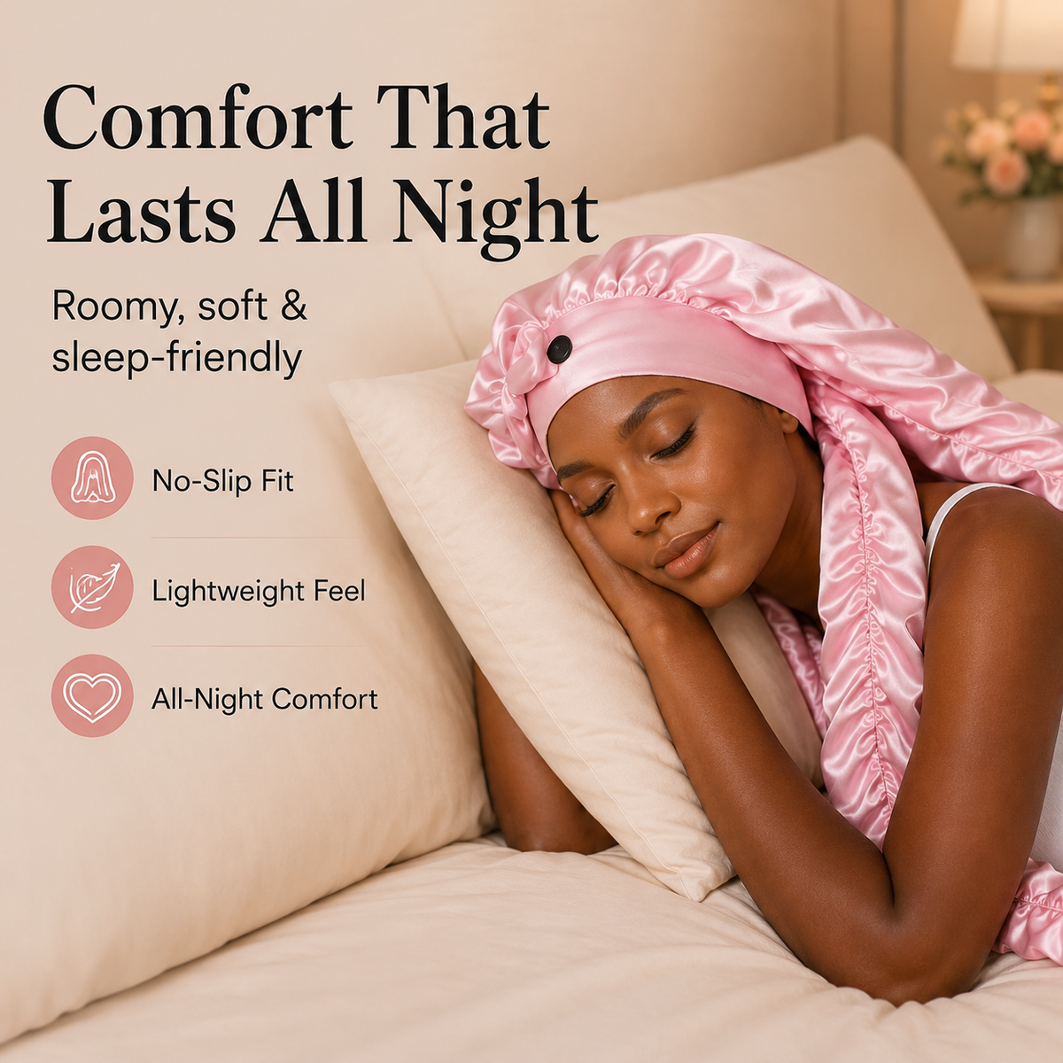 👑 Extra-Long Satin Sleep Bonnet for Braids, Locs & Long Curls – Anti-Frizz Cap ✨