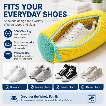 👟 Machine Washable Shoe Cleaning Bag with 360 Degree Plush Microfiber Bristles 🧼