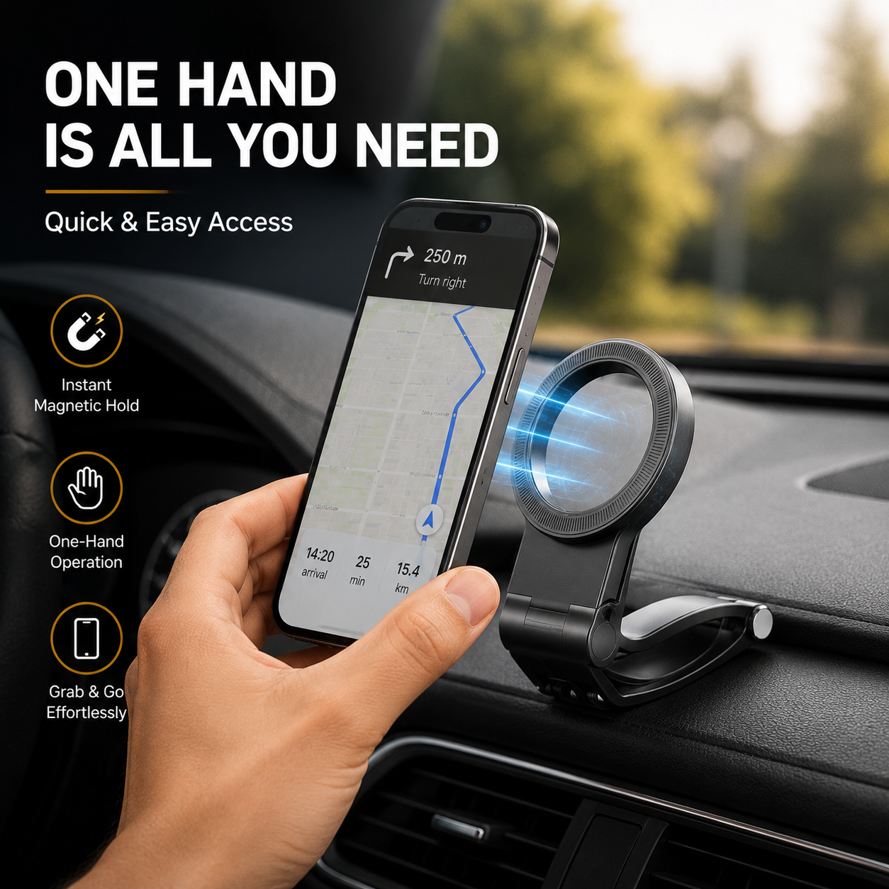 🚗 Foldable Magnetic Dashboard & Sun Visor Car Phone Mount Holder 📱