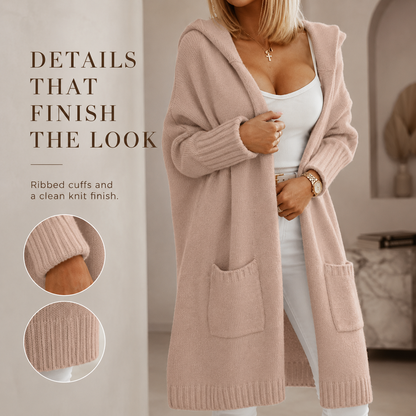 🧥 Women's Oversized Hooded Longline Knit Cardigan with Pockets 🧶