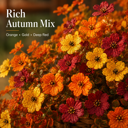 🍂 UV-Resistant Autumn Artificial Flowers – Multicolor Outdoor Fall Blooms 🌾