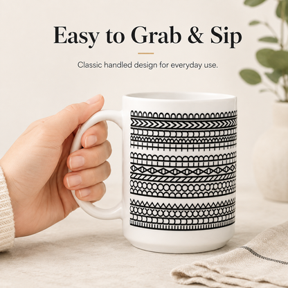 ☕ Geometric Patterned Ceramic Mug – Modern Everyday Drinkware ✨
