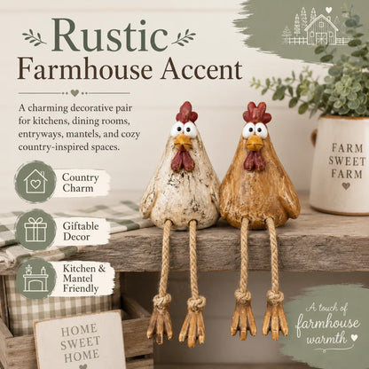 ✨ Rustic Farmhouse Chicken and Goose Shelf Sitters with Swinging Legs 🐔