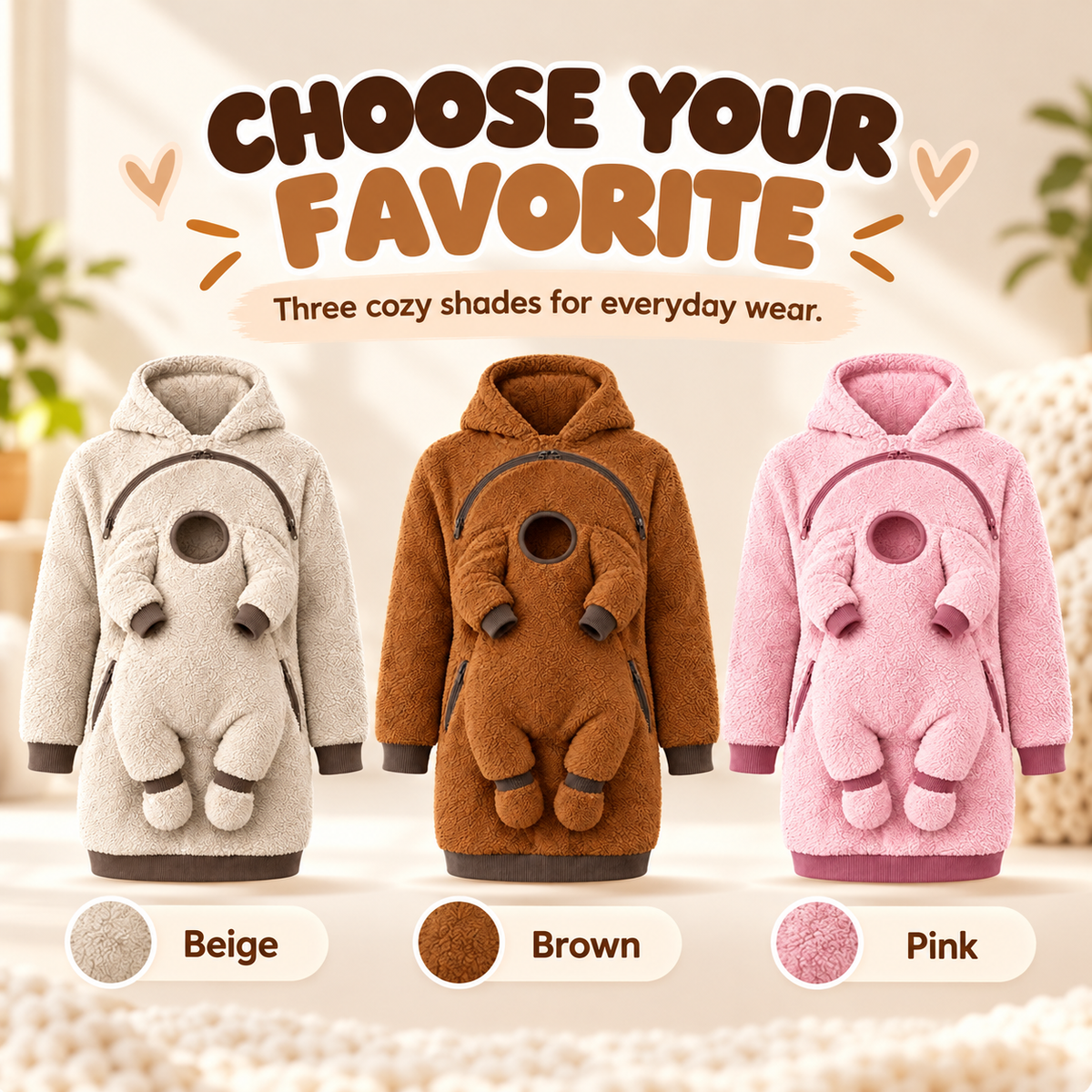🧸 Cozy Baby Carry Hoodie – Soft Sherpa Warmth for Mom & Baby