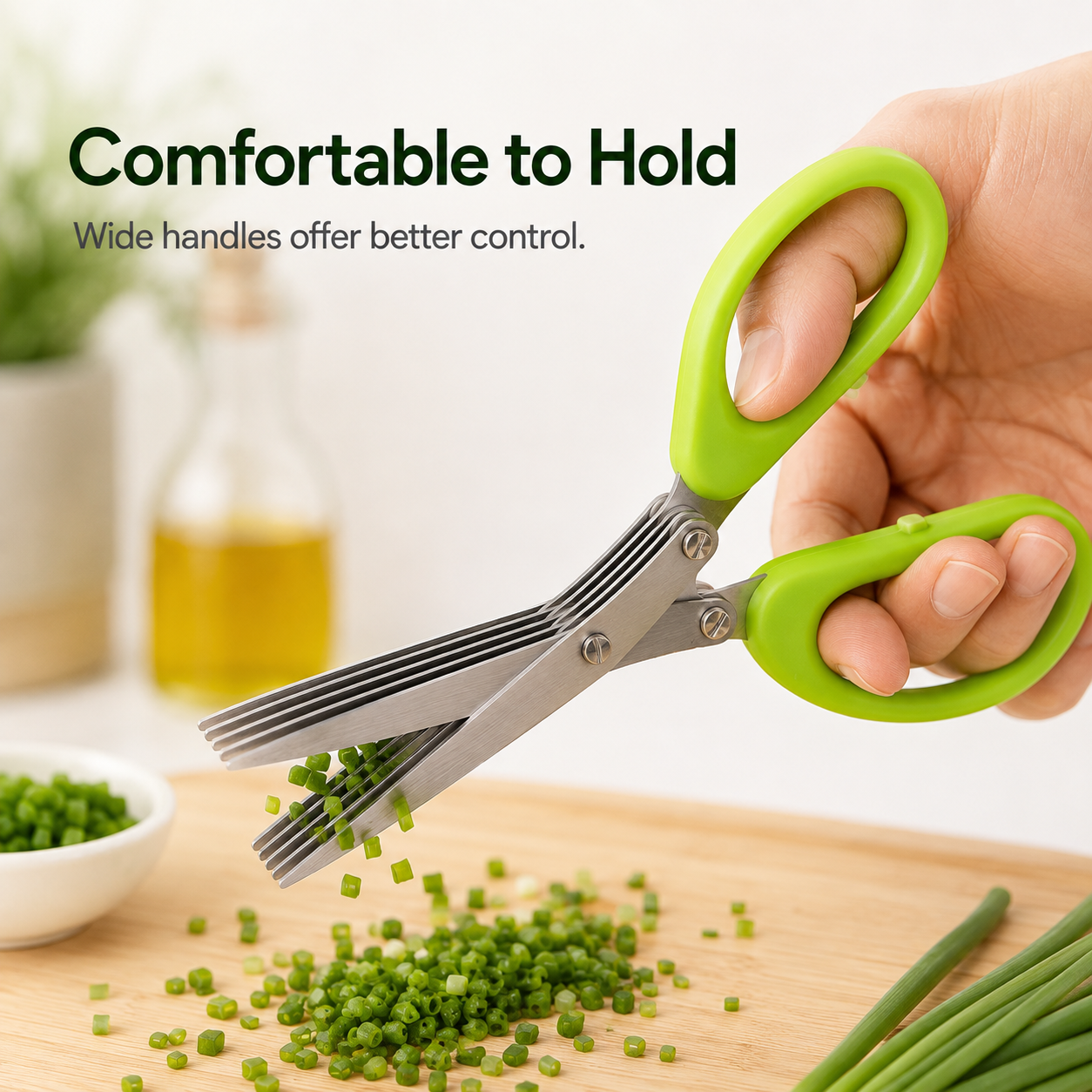 ✂️ 5-Blade Stainless Steel Herb &amp; Scallion Scissors with Cleaning Comb 🌿