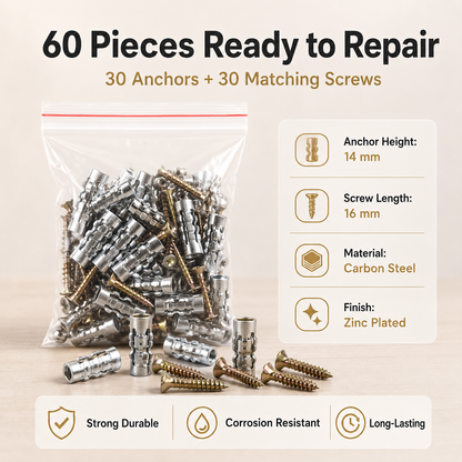 🔩 60Pcs Hinge Repair Kit with Wood Screws 🛠️