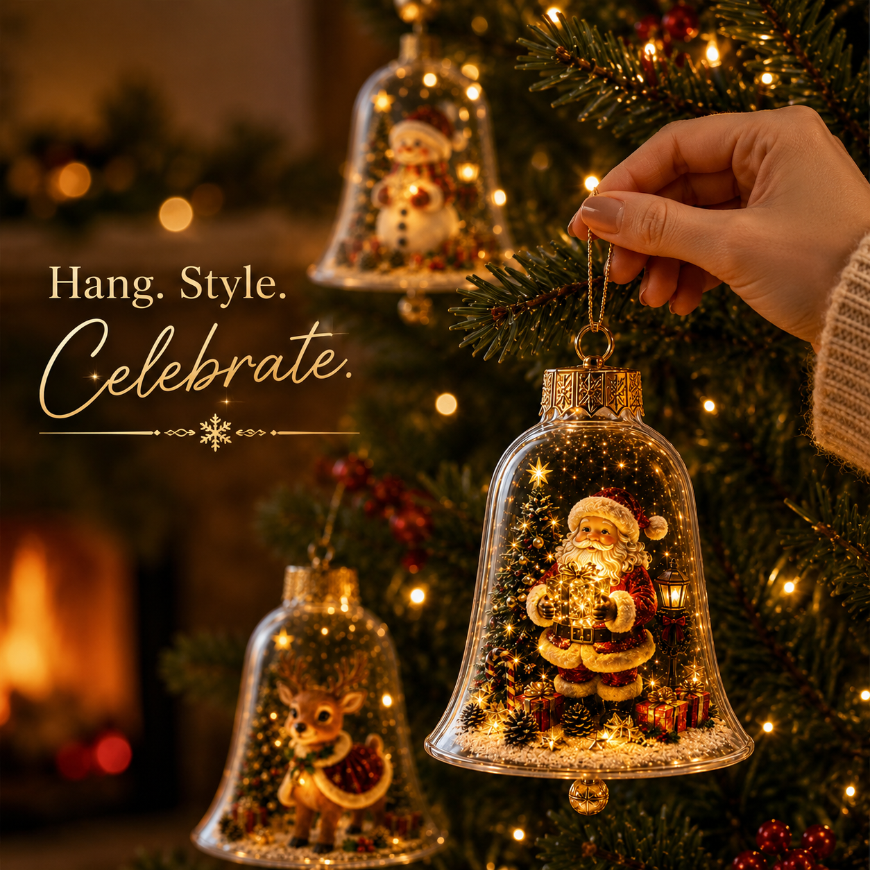 🎄 Christmas Bell Hanging Ornament with Miniature Scene – 3D Storybook Holiday Baubles 🔔
