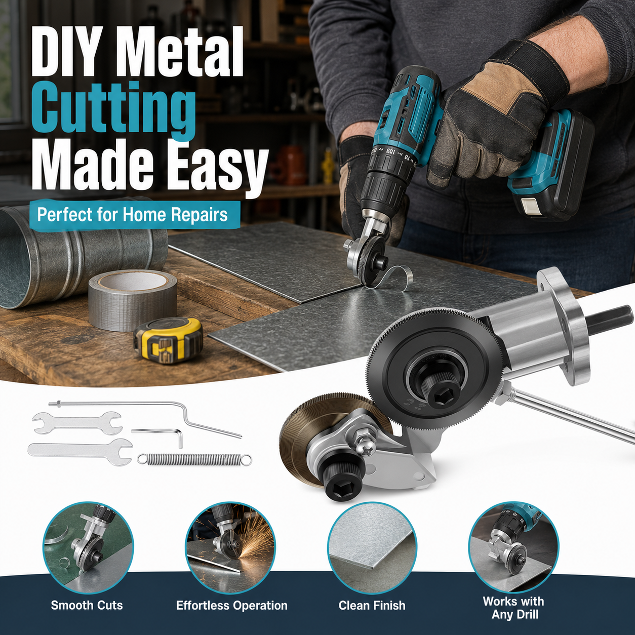 ⚡ High-Speed Drill Metal Cutter Attachment – Cut Sheet Metal Faster & Easier