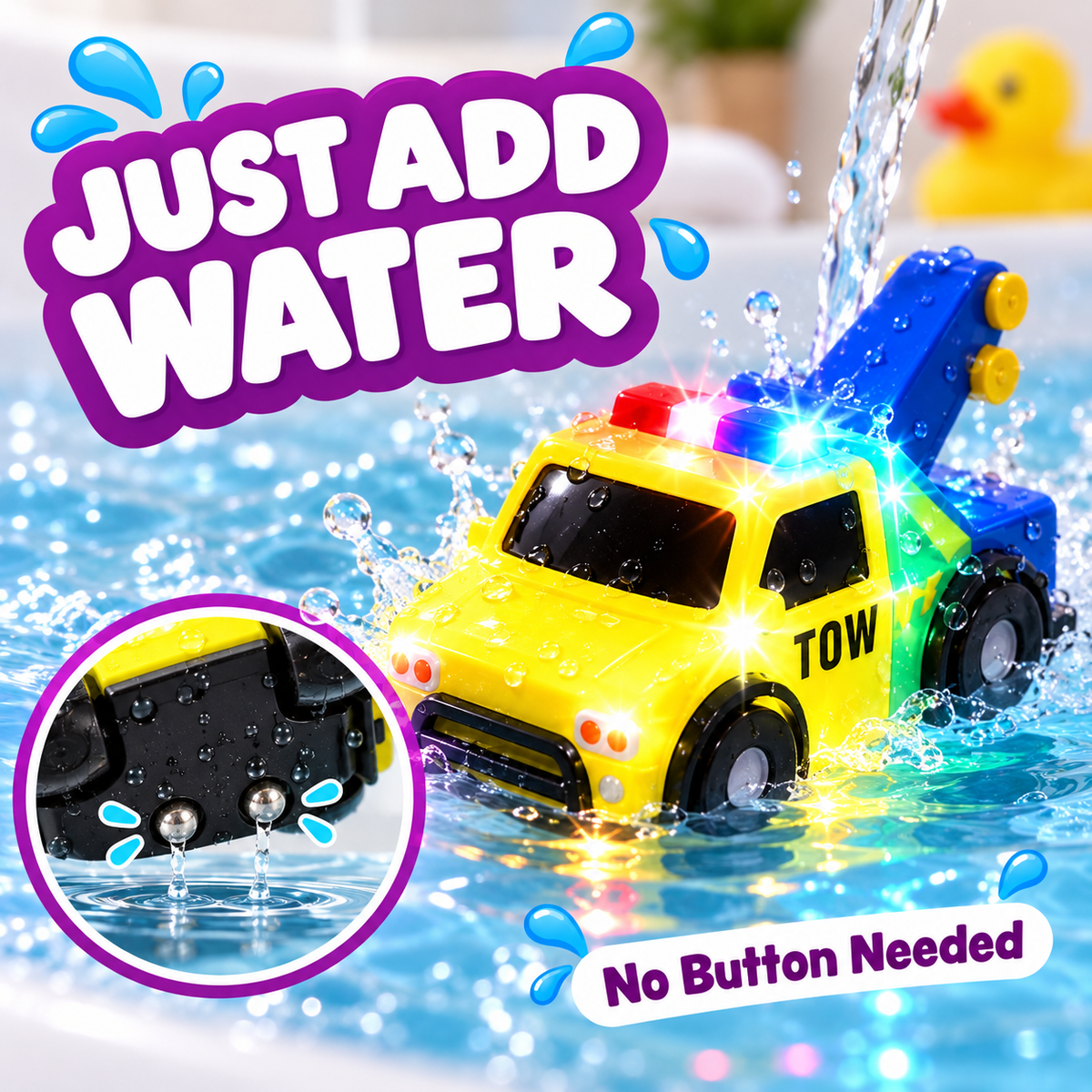 🛁 Water-Activated Light-Up Floating Bath Toys (6 PCS) – Mold-Free Sensory Tub Toys ✨