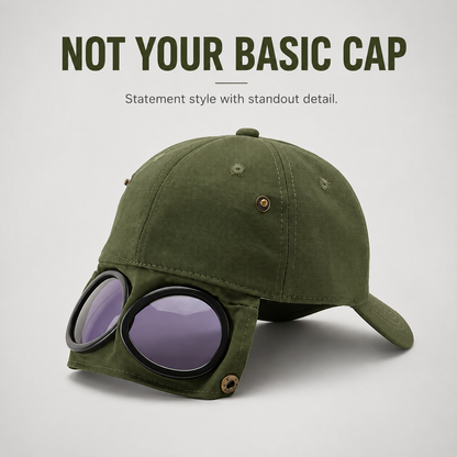 🧢 Cat Ear Aviator Goggle Baseball Cap with Tinted Lenses 🕶️