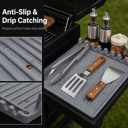 🔥 Silicone Grill Shelf Mat – Clean & Organized BBQ Prep