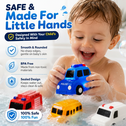 🚗 Water-Activated Light-Up Vehicle Toys – 6PCS Glowing Bath & Pool Play Set ✨