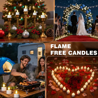 ✨12pcs  Rechargeable Flameless Tea Lights with Remote – Realistic Flickering LED Candles & Timer
