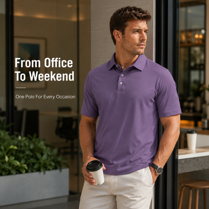 👔 Men's Breathable Stretch Polo Shirt | Cool, Comfortable & Sharp ✨