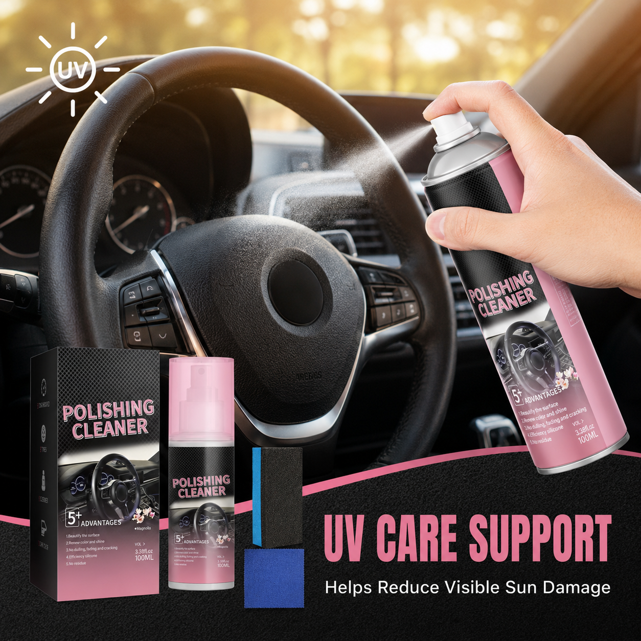 🎉 Buy 2 Get 1 FREE | 🛡️ Non-Greasy Car Plastic & Leather Restorer Spray 🚘