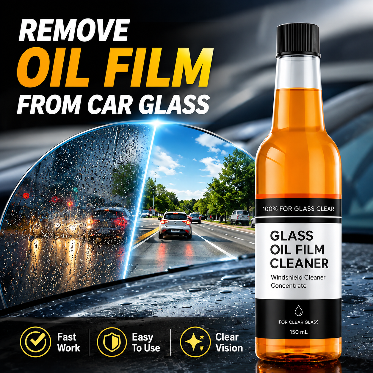 🧪 -45°C De-Icing & Anti-Oil Film Windshield Cleaner (150mL)❄️
