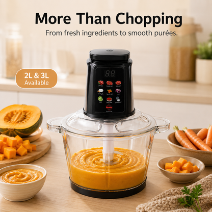 ⚡ Touch-Control Electric Food Processor with Glass Bowl & 6-Layer Blades 🥩