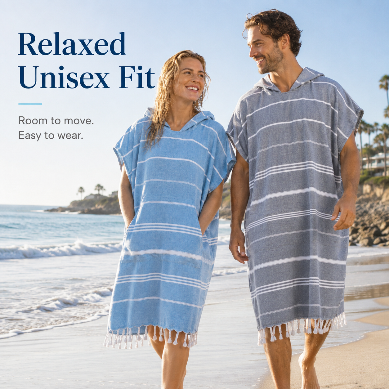 🏄 Hooded 100% Turkish Organic Cotton Beach & Surf Towel Poncho 🌊