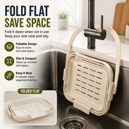 ✨ SpaceFold  Foldable Sink Drain Basket | Hanging Strainer & Organizer 💧