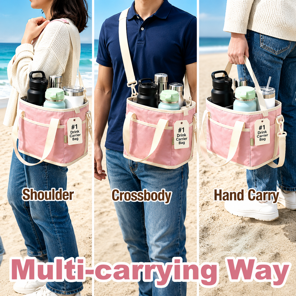 ☕Cithway 4-Grid Insulated Drink Carrier Bag Anti-Tip Multi-Beverage Tote 🧋