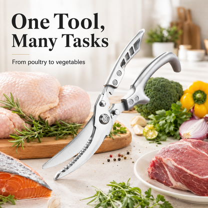 🔥 Multifunction Kitchen Scissors with Fish Scale Scraper & Spring-Action Handle✨