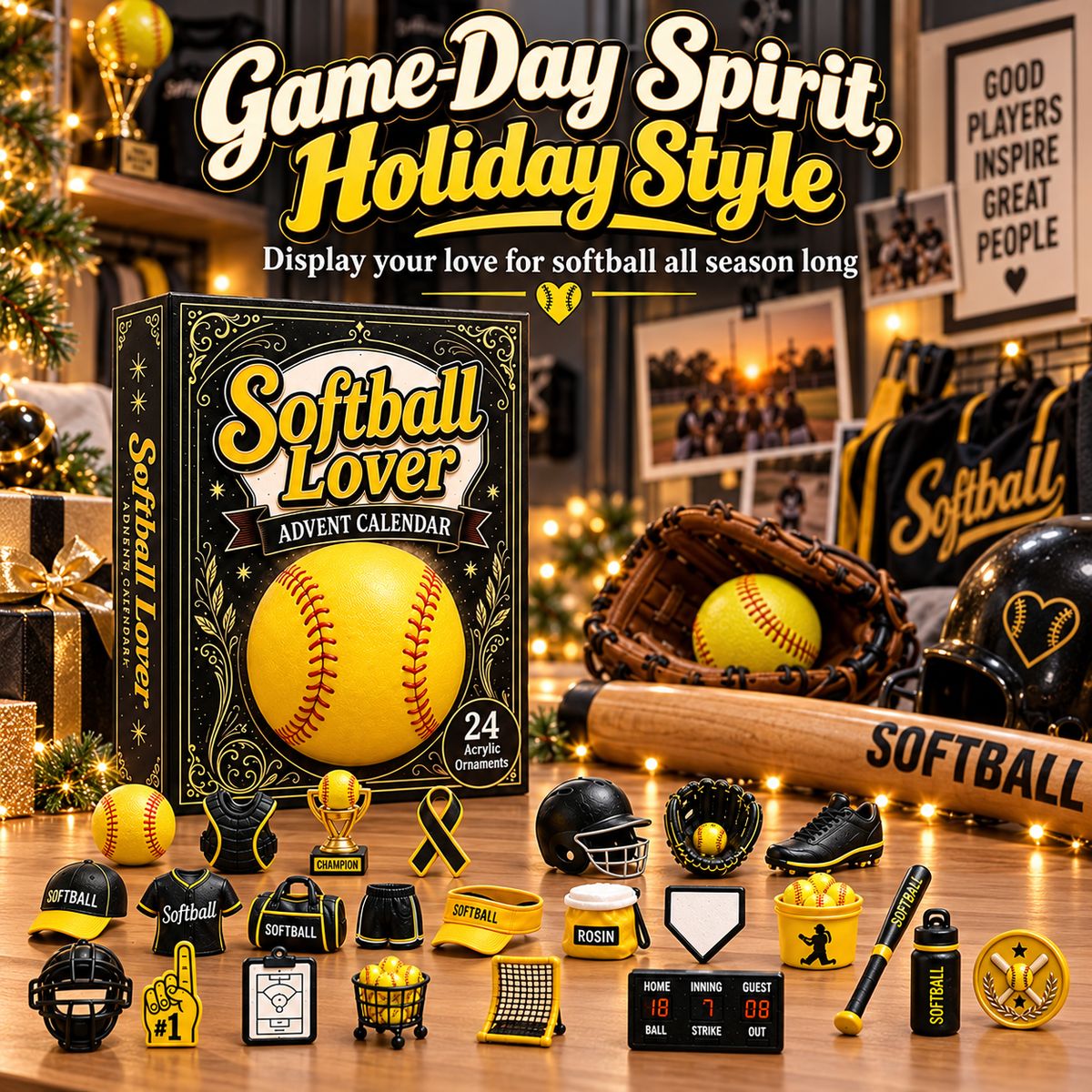 🎄 24 Days of Softball Spirit – Christmas Advent Ornament Calendar
