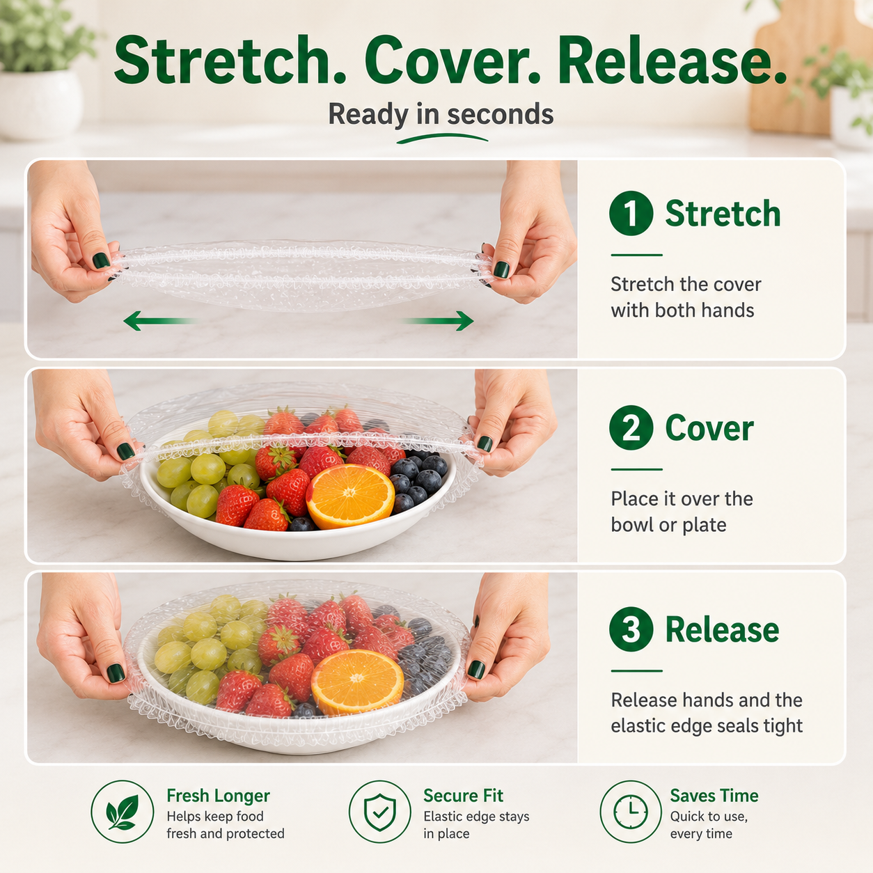 🥗 100Pcs Reusable Elastic Food Storage Covers Set 🍉