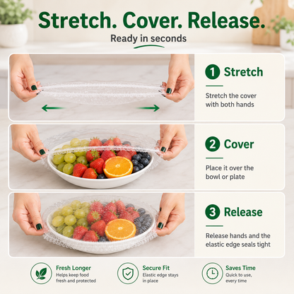 🥗 100Pcs Reusable Elastic Food Storage Covers Set 🍉