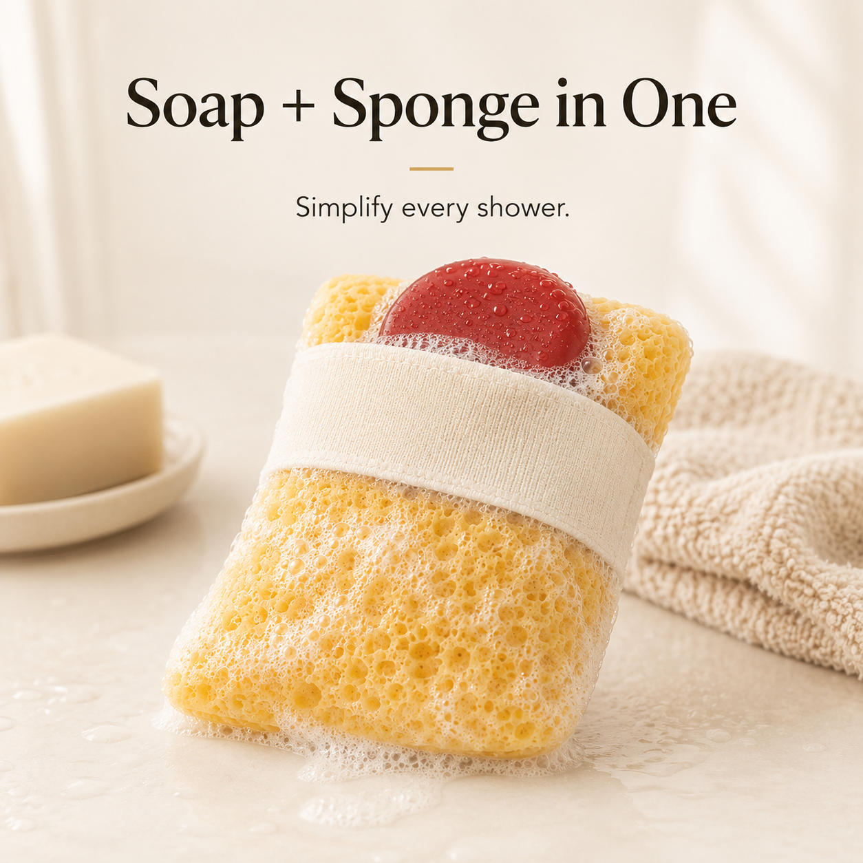 🧼 Rich Lather Soap Pocket Sponge | Non-Slip Shower Essential 🫧