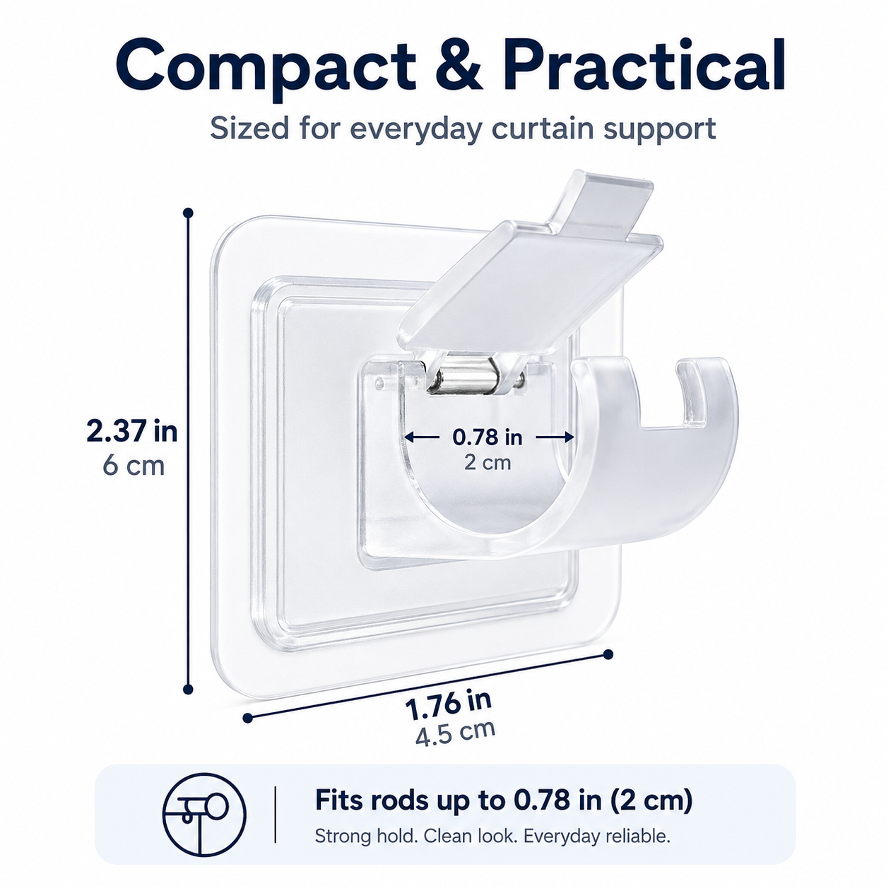✨ Clear Adjustable Curtain Rod Brackets – Invisible Wall Holders for Curtains & Home Storage