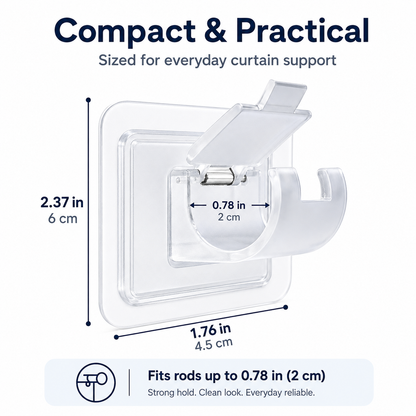 ✨ Clear Adjustable Curtain Rod Brackets – Invisible Wall Holders for Curtains & Home Storage