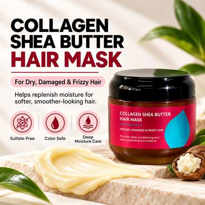 🔥 Collagen Shea Butter Deep Moisture Hair Mask – Smooth, Soften & Revive Dry, Frizzy Hair