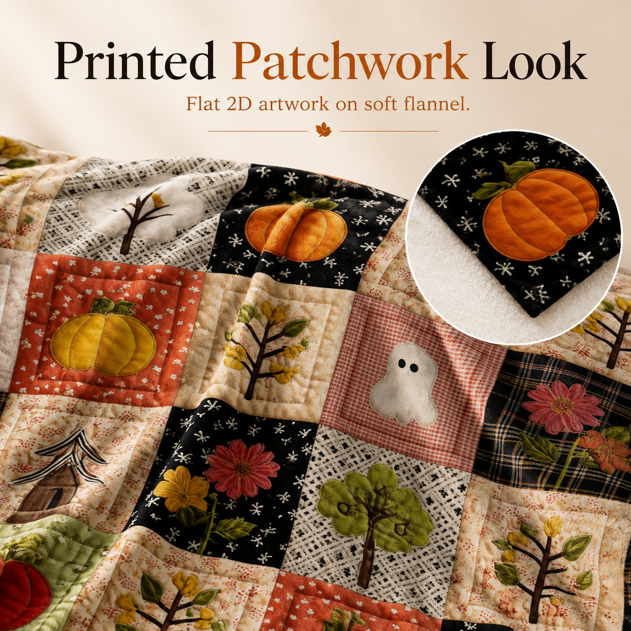 🎃 Halloween Autumn Printed Flannel Throw Blanket for Sofa & Bed 🍂
