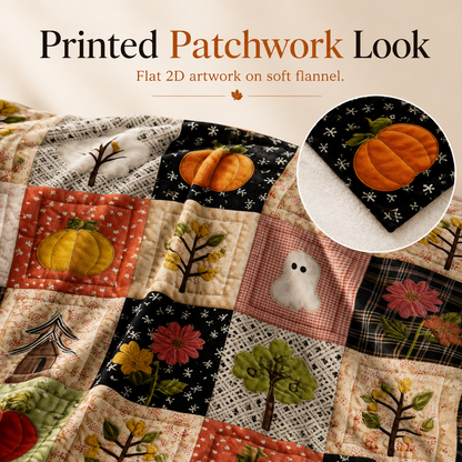 🎃 Halloween Autumn Printed Flannel Throw Blanket for Sofa & Bed 🍂