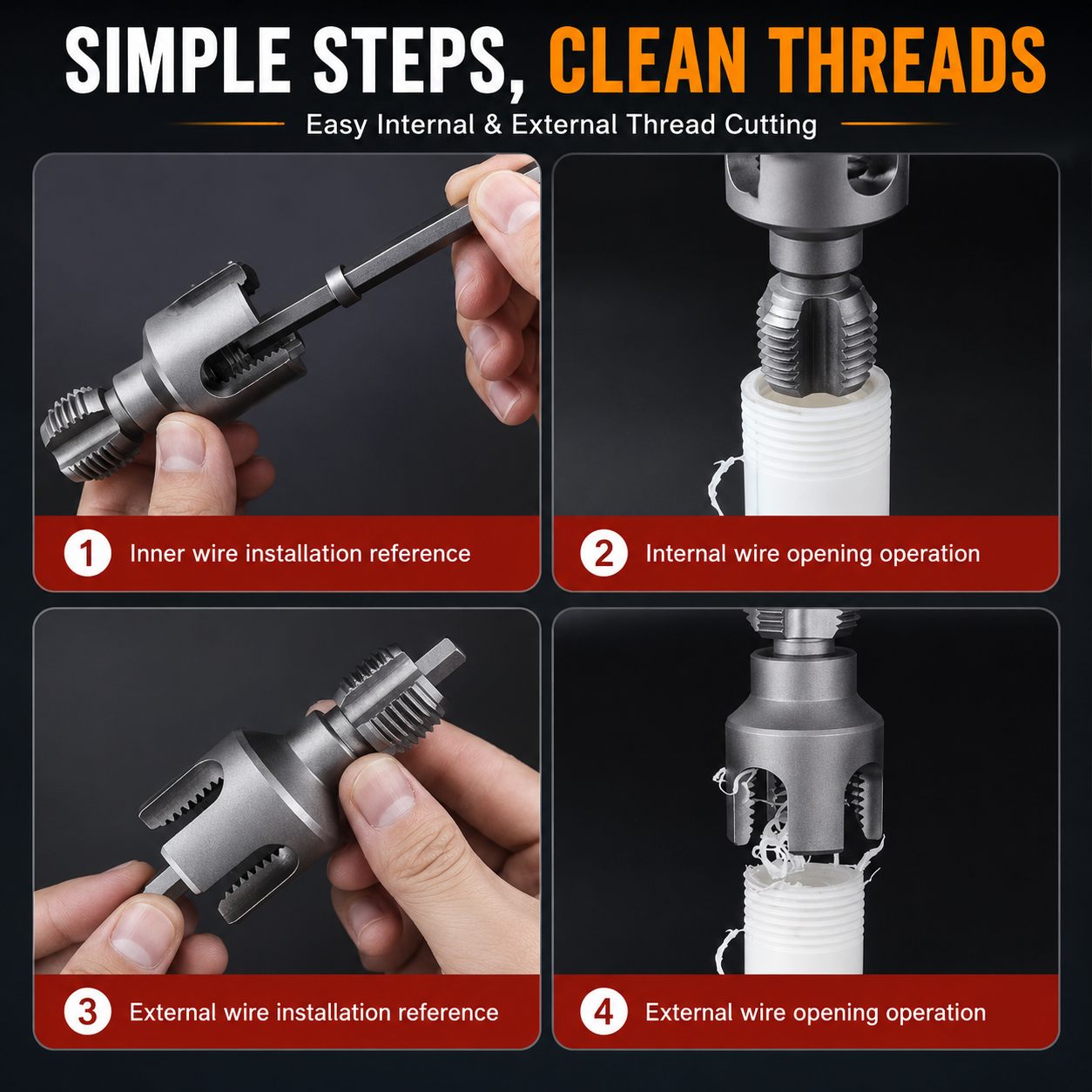 🛠️ Drill Powered Pipe Thread Cutting Tool Bit for Internal External Threads ⚡