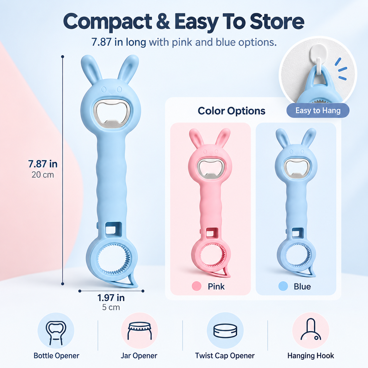 🥫 Multi-Function 4-in-1 Can & Bottle Opener – Ergonomic Jar Lid & Cap Remover ✨
