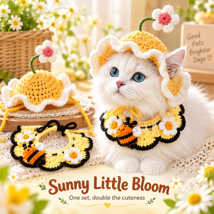 🐾 Handcrafted Crochet Pet Hat & Collar Set – Viral Cute Photo Costume Set ✨