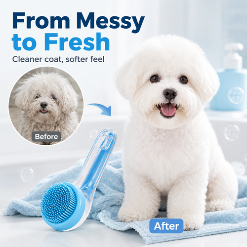 🐶 2-in-1 Pet Bath Brush & Shampoo Dispenser 🛁✨