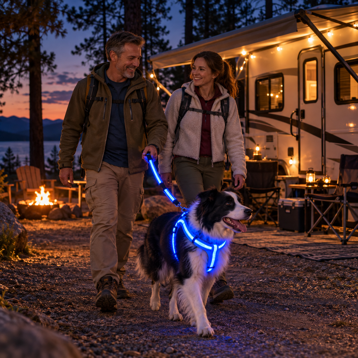 LED Light-Up Dog Harness and Leash Set