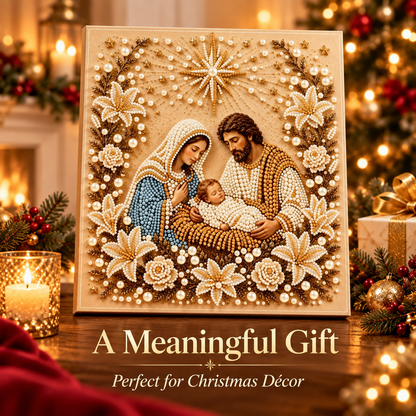 ✝️ 3D Pearl Rhinestone Holy Family Diamond Painting DIY Kit | Nativity Wall Art 🌟