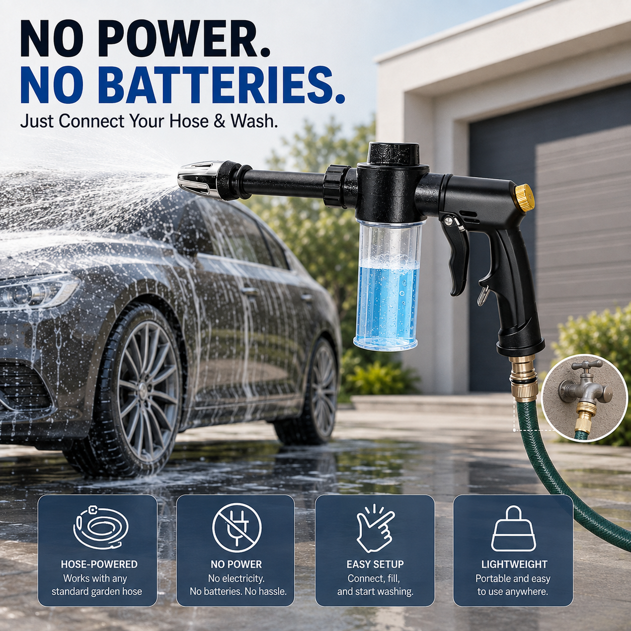 🚗 Multi-Function Car Wash Foam Spray Gun – 2-in-1 Hose Washer 💦