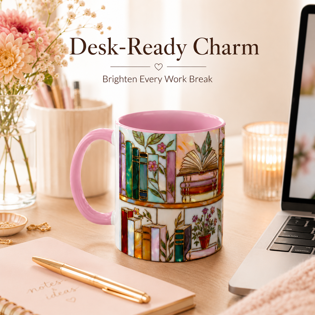 🎁 Cozy Ceramic Coffee Mug 🌸 | Perfect Gift for Coffee & Book Lovers