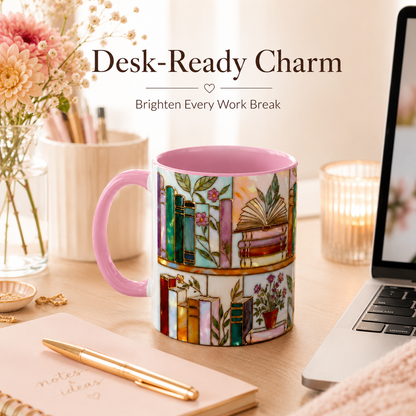 🎁 Cozy Ceramic Coffee Mug 🌸 | Perfect Gift for Coffee & Book Lovers