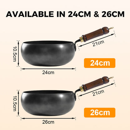🍳 Uncoated Cast Iron Wok – Deep Iron Cooking Pan