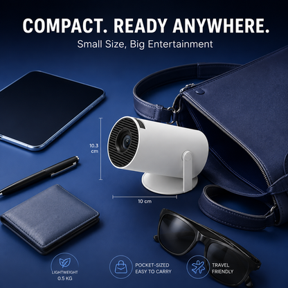 🎬 Smart Mini Portable Projector 180° Rotation 4K Supported WiFi 6 Bluetooth 5.0 🍿