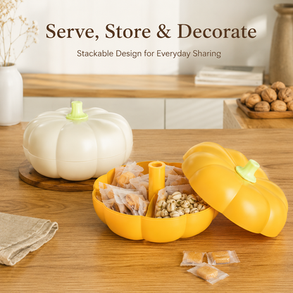 🎃 Pumpkin Shaped Two Tier Divided Snack Box Fruit Candy Storage Organizer 🍱