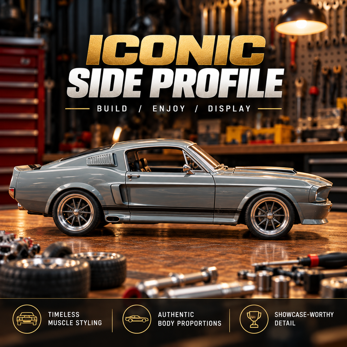 🏎️ Classic GT500-Style Fastback DIY Model Car - V8 Muscle Car Kit 🛠️