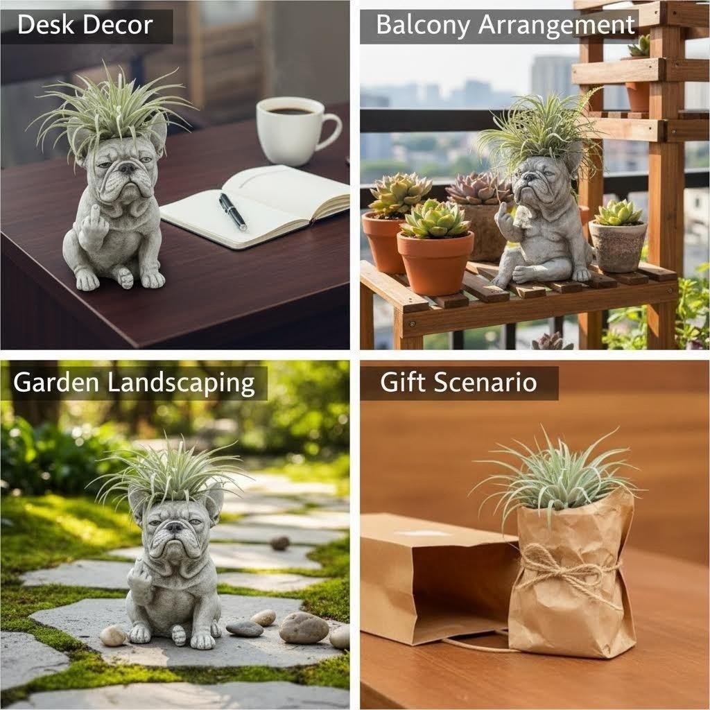🐶 Funny Bulldog Planter – Cute Resin Plant Pot & Desk Decor